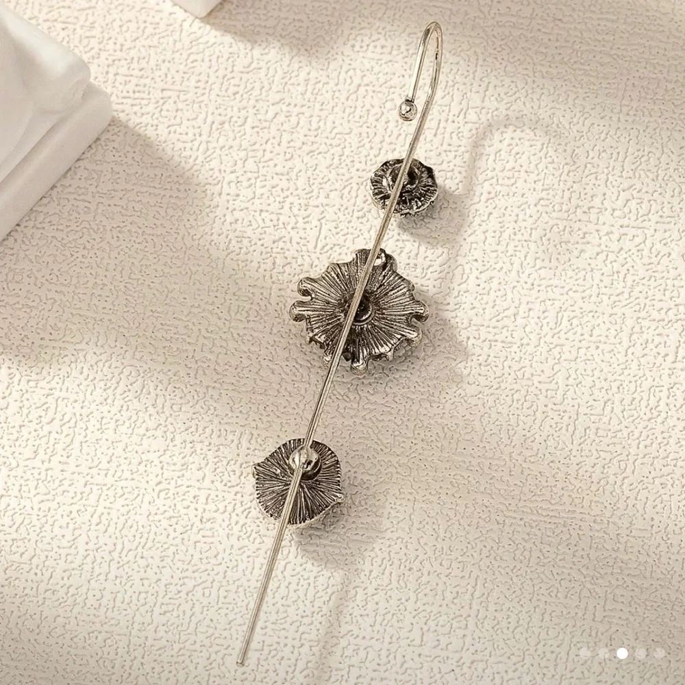 Elegant Silver and Turquoise Earring Pin - Picture 3 of 4